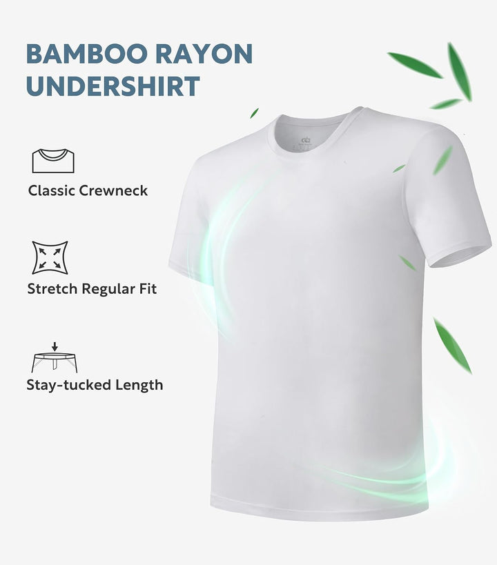 DAVID ARCHY Herren Unterhemden Tshirt Business Lässig Bambus Weich Seidig Kurzarm Atmungsaktiv Weste