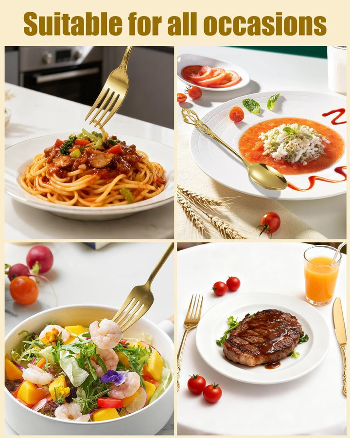 Besteck Set, 40-teilig Besteckset für 8 Personen, Edelstahl Poliert Essbesteck, Elegantes Besteck mi