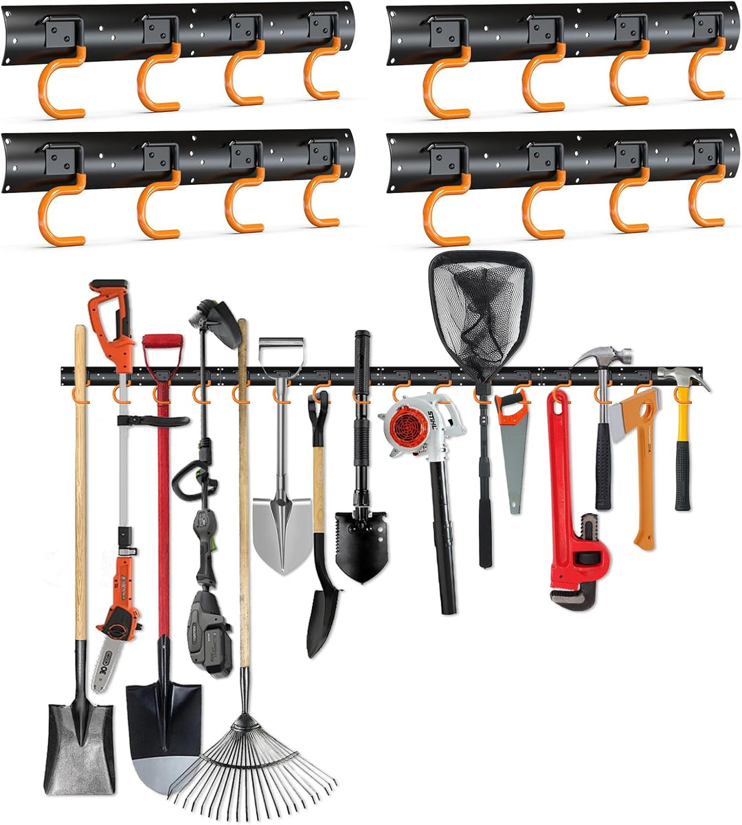 3-H Wandhalterung für Gartengeräte 4 x 42 cm Vollstahl Schwerlast, Gartengerätehalter Garage Gartenh