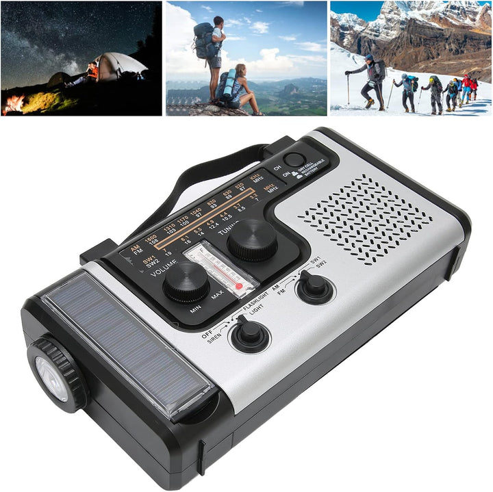 Tragbares LED-Handkurbelradio AM FM SW Solardynamo-Notfallradio für Den Aussenbereich mit Tragbarer