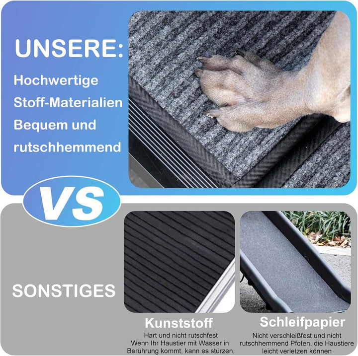 Uross Hundetreppe für Auto 160CM - Zusammenklappbare Hundetreppe für Auto und SUV, Aluminium-Hundetr