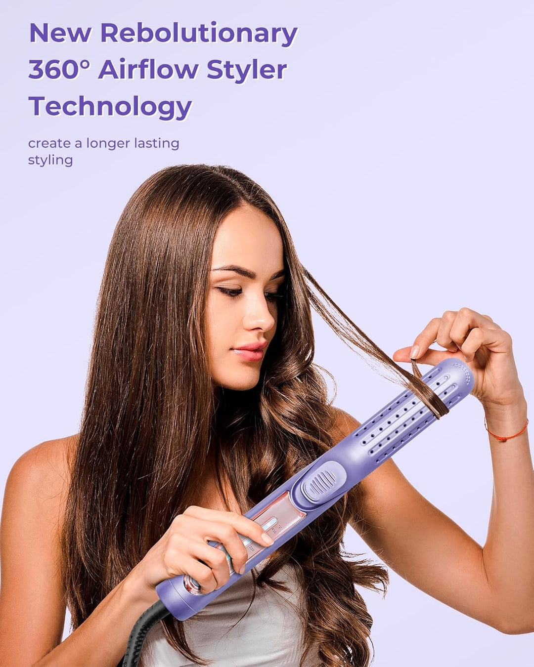 OKWRAP Air Haarglätter, Haarglätter mit Luft, Glätteisen Keratin 140-220°C, Air Straightener LED Dis