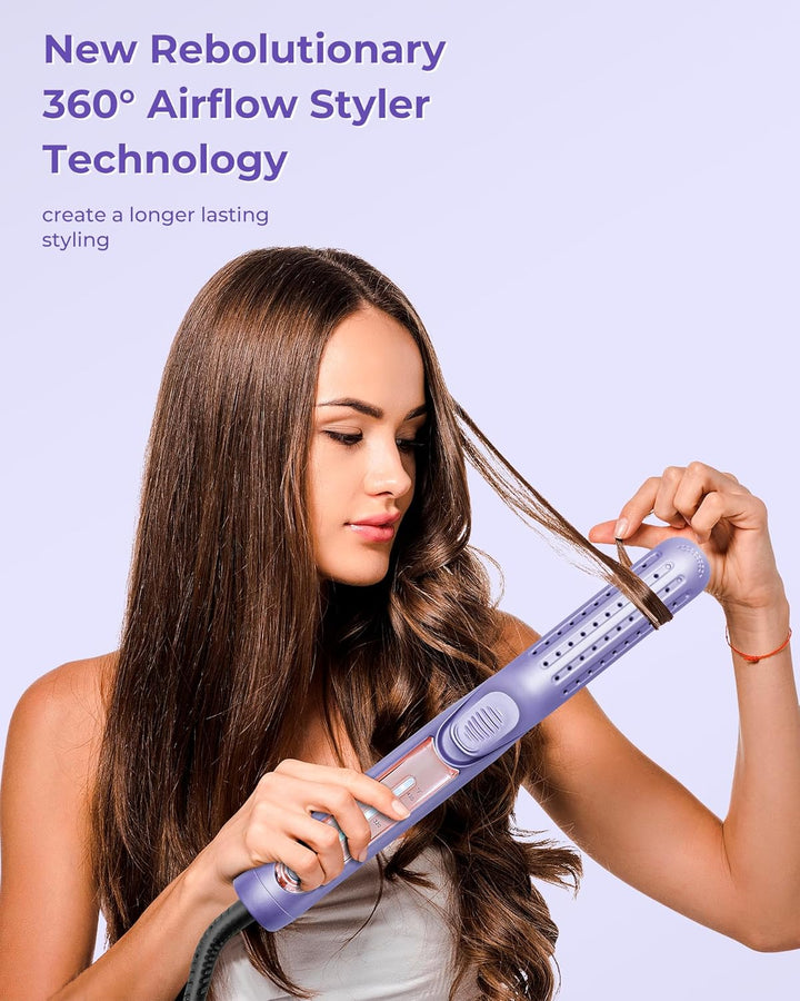 OKWRAP Air Haarglätter, Haarglätter mit Luft, Glätteisen Keratin 140-220°C, Air Straightener LED Dis