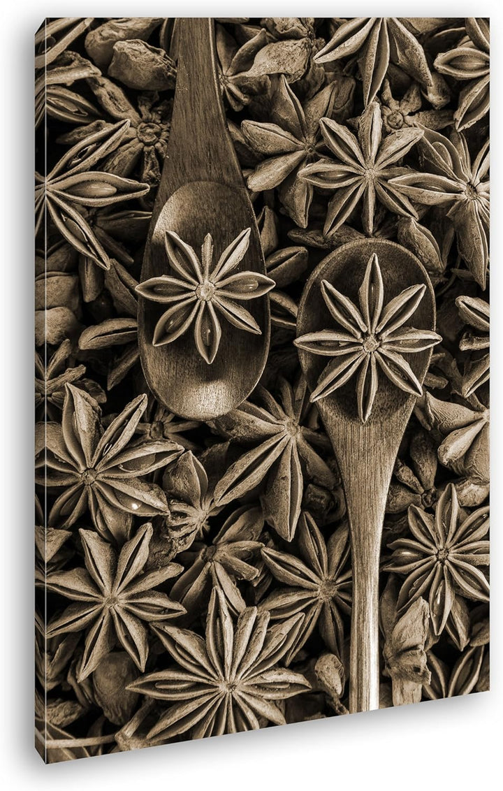 deyoli Gewürz Anise Format: 80x60 Effekt: Sepia als Leinwand, Motiv fertig gerahmt auf Echtholzrahme