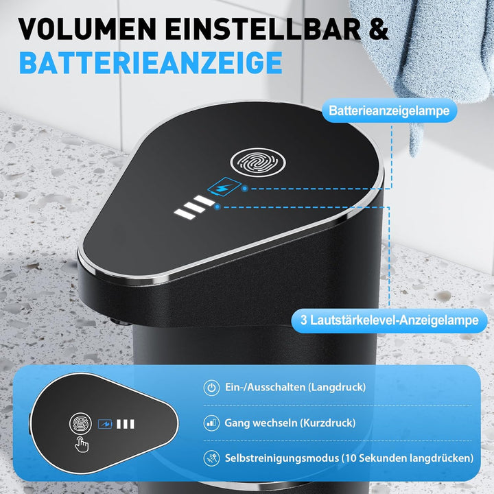 Fantictas Automatischer Seifenspender, berührungslos, Wandmontage, wiederaufladbar, 3-stufig Einstel