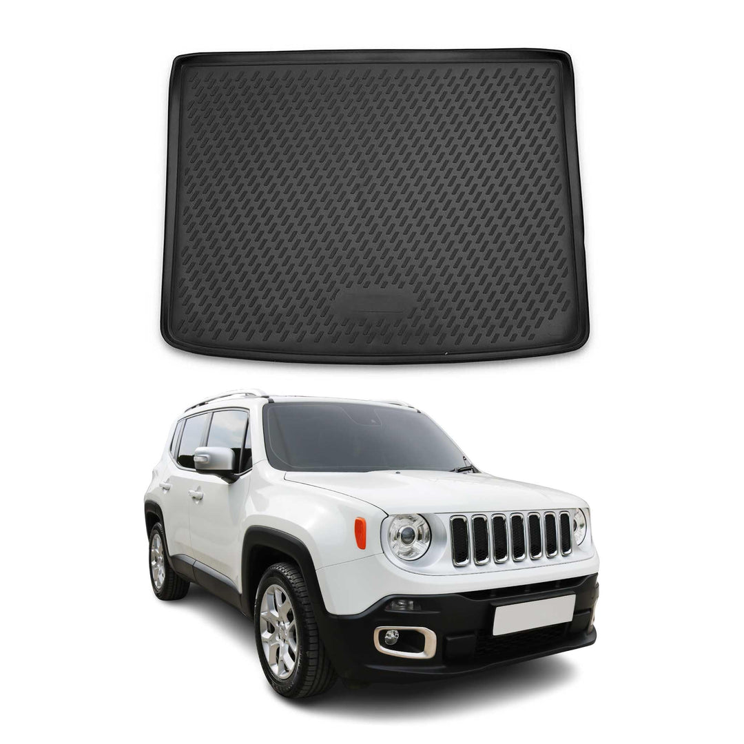 OMAC Kofferraummatte Kofferraumwanne kompatibel mit Jeep Renegade 2014-2024 Gummi TPE Schwarz
