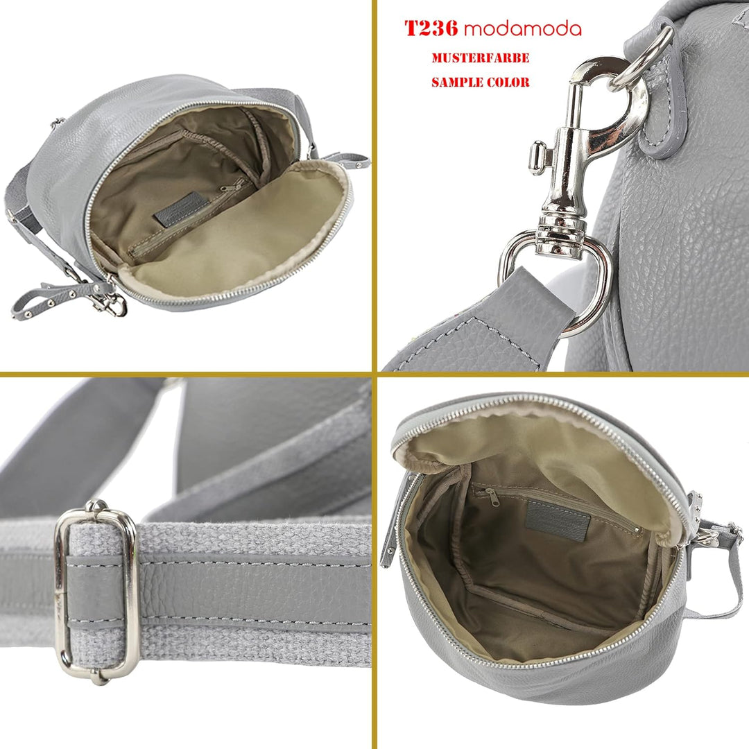 modamoda de - T236 - Umhängetasche Klein Small aus ital. Leder Dunkelblau, Dunkelblau