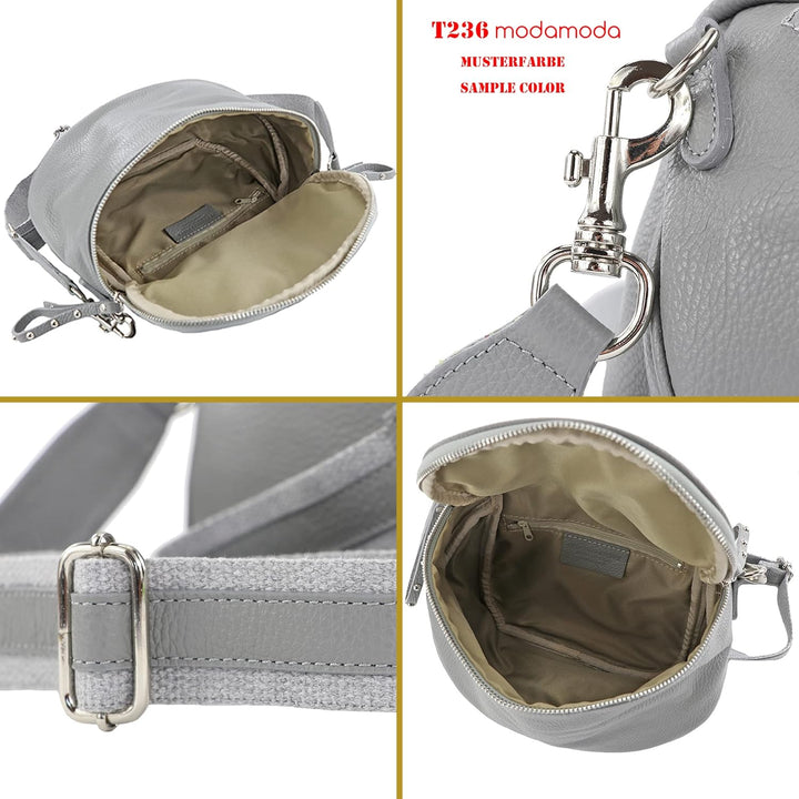 modamoda de - T236 - Umhängetasche Klein Small aus ital. Leder Dunkelblau, Dunkelblau