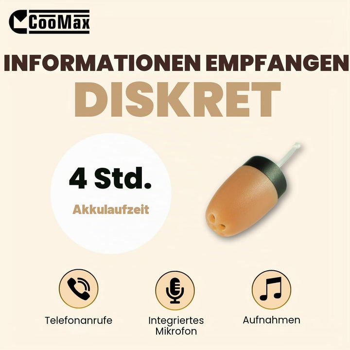 Spion Kopfhörer Kabellos VIP Pro Unsichtbare Kopfhörer mit Mikrofon Handy für Prüfung - Mini Spionag