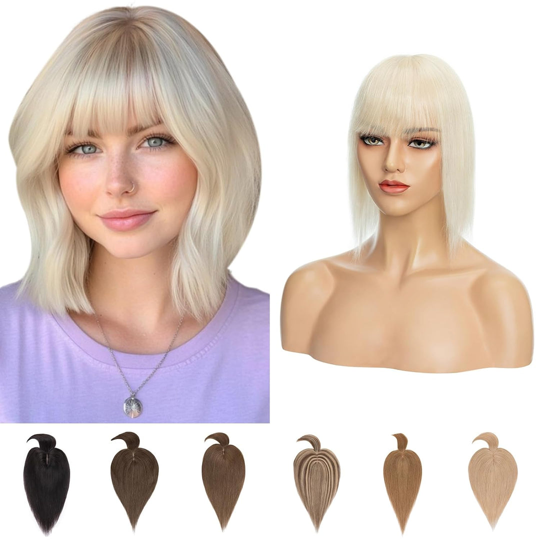 Silk-co Clip in Extension Echthaar Topeer Echthaar Haarteile Echthaar Toupet Haarverlängerung mit Fr