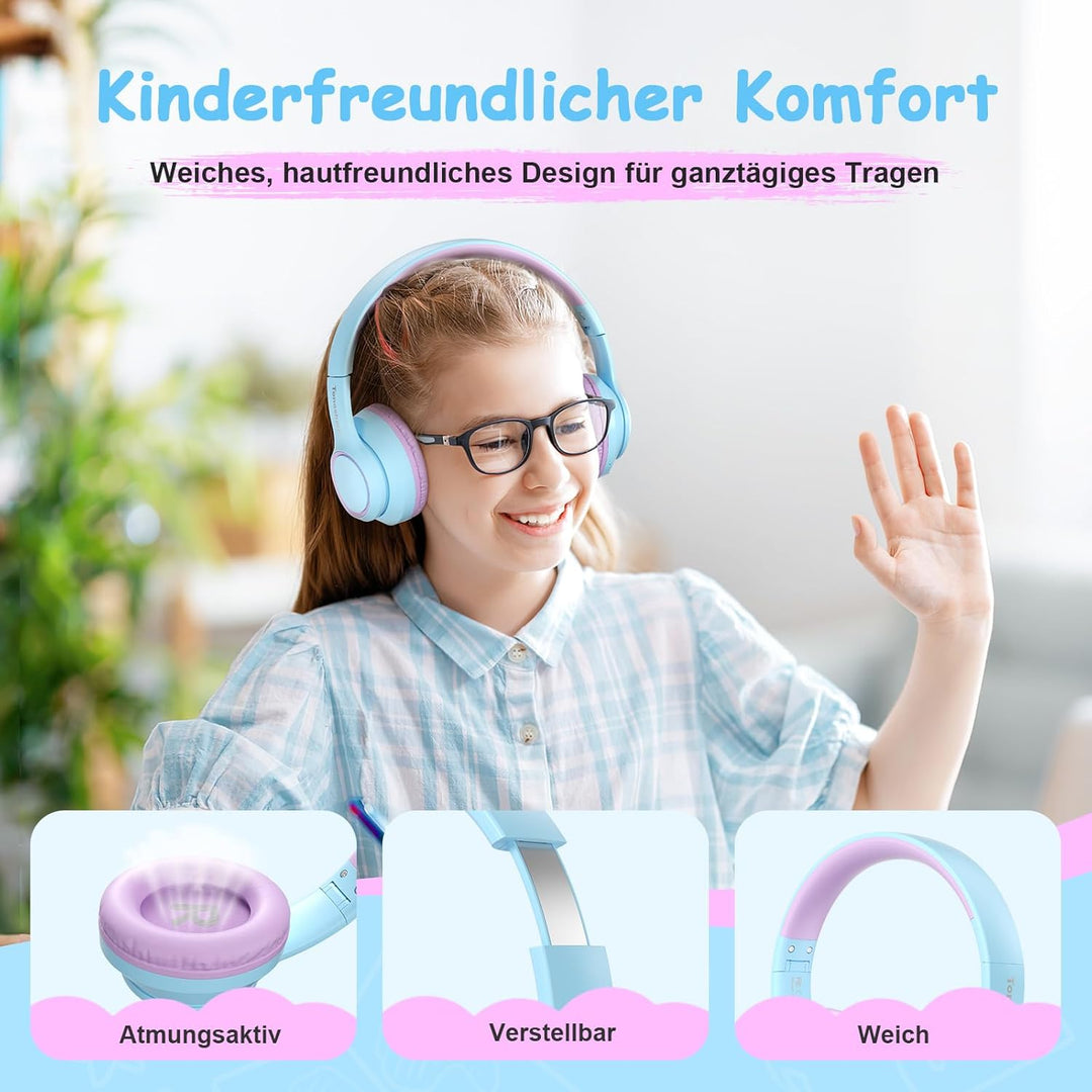 TONOSHARK Kinderkopfhörer Bluetooth | Bluetooth Kopfhörer Kinder | Noise Cancelling Kopfhoerer Kinde