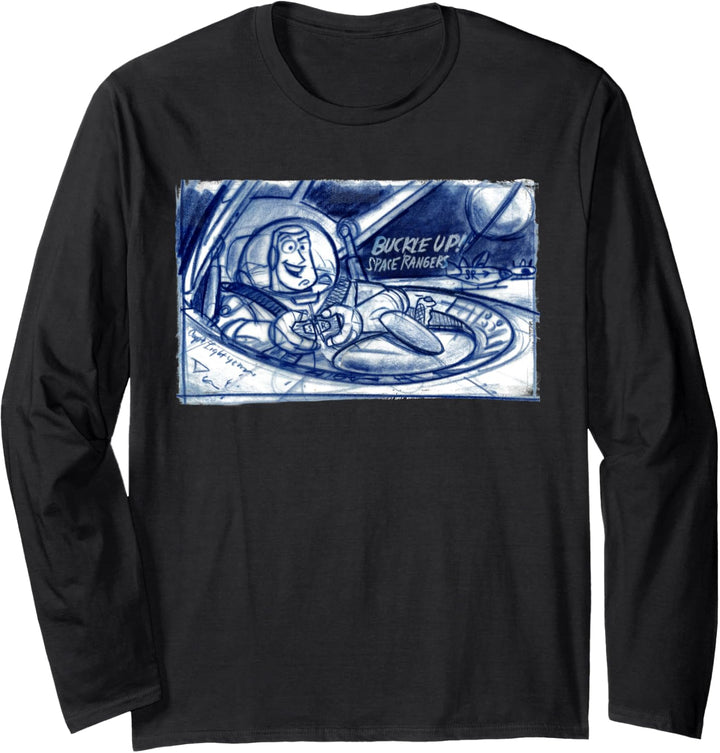 Disney Pixar Toy Story Buzz Buckle Up Sketch Langarmshirt