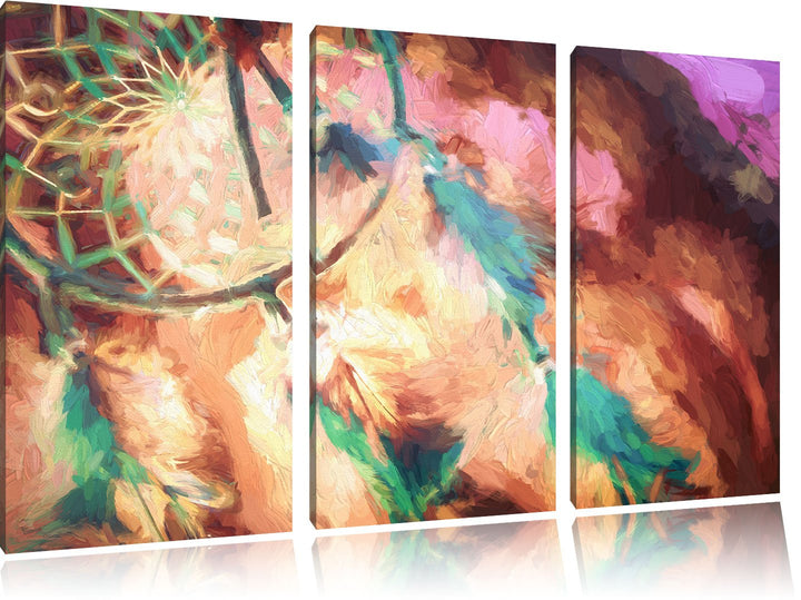 Pixxprint Traumfänger als Leinwandbild | Grösse: 3 Teilig (120x80) | Wandbild| Kunstdruck | fertig b