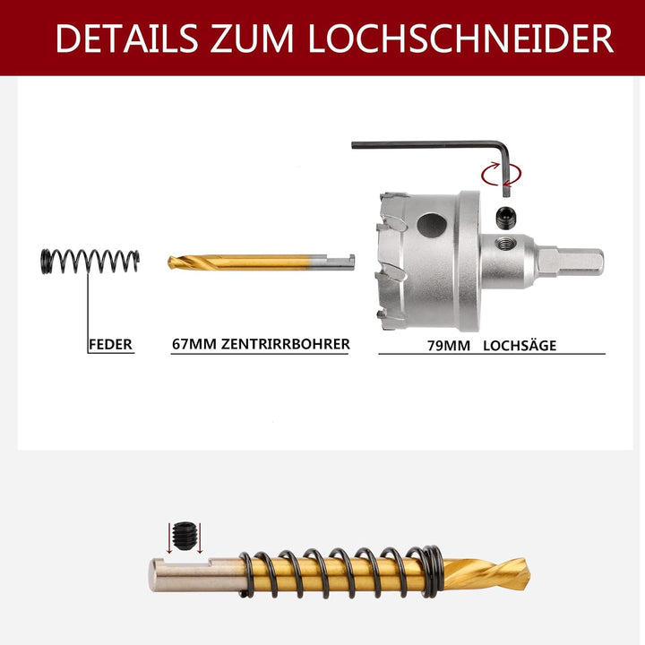 140mm Lochsäge Hartmetall-Bohrer, TCT-Metall Lochsäge Bohrer für Edelstahl, Eisen, Legierung, Holz,