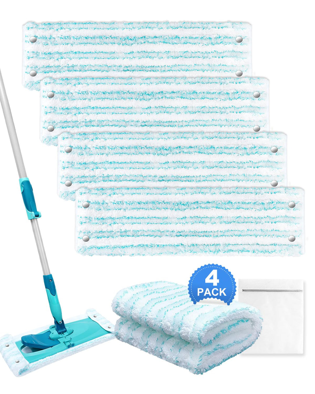 KEEPOW 4 Wischbezug CLEAN Twist XL Micro Duo für Leifheit Combi XL Micro Duo, Wiederverwendbar Boden