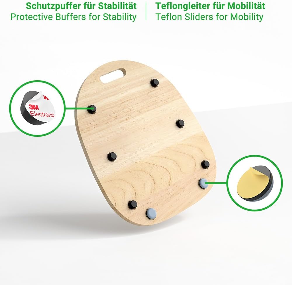 Siegvoll Gleitbrett für Thermomix TM6 TM5 aus Holz, Gleiter müheloses Verschieben Rollbrett, Zubehör