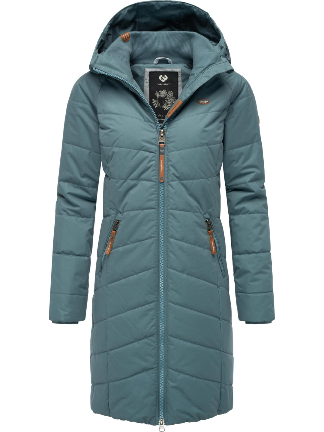 Ragwear Damen Wintermantel warmer wasserdichter Steppmantel lang mit Kapuze Dizzie Coat XS-6XL M Gra