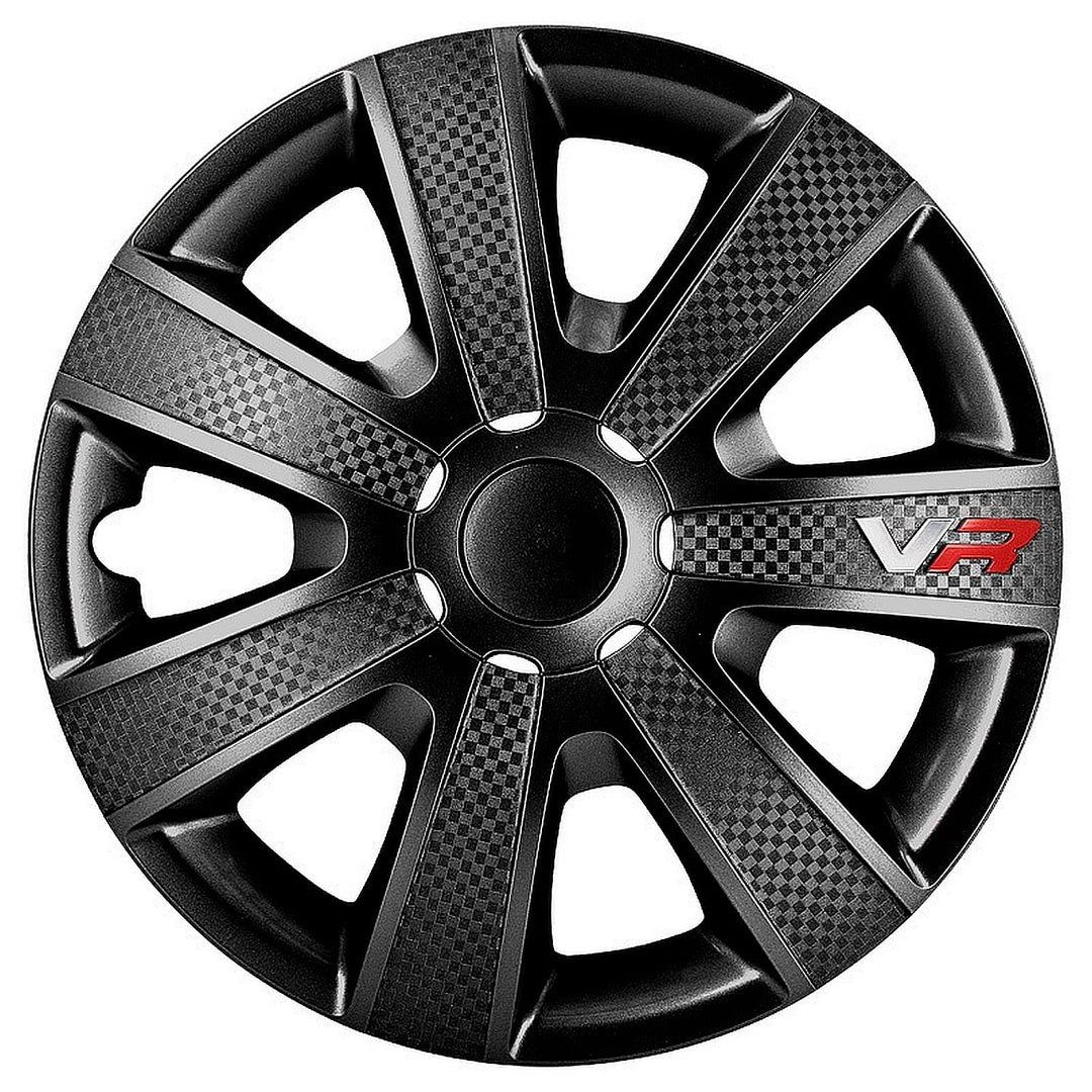AUTO-STYLE Satz Radzierblenden VR 13-Zoll Schwarz/Karbon-Look/Logo Schwarz/Karbon-Optik/Logo 13-inch