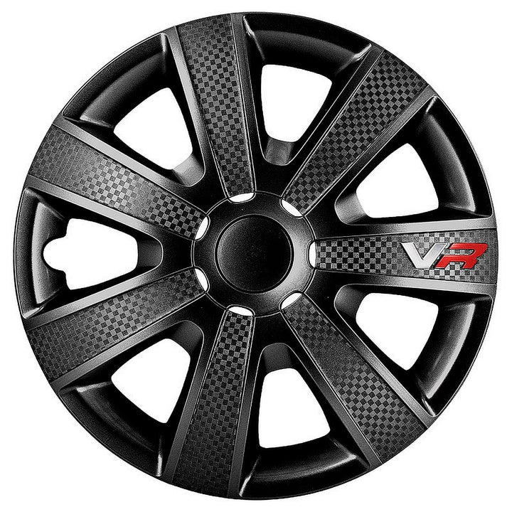 AUTO-STYLE Satz Radzierblenden VR 13-Zoll Schwarz/Karbon-Look/Logo Schwarz/Karbon-Optik/Logo 13-inch