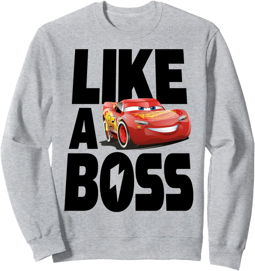 Disney Pixar Cars 2 Lightning McQueen Like A Boss Text Sweatshirt