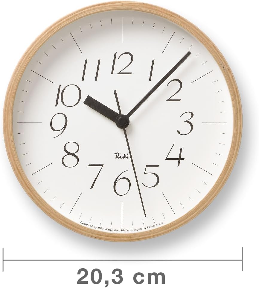 Lemnos Wanduhr Riki Clock Optima S/Designer Wanduhr ohne Tickgeräusche aus Japan/Wanduhr modern mit