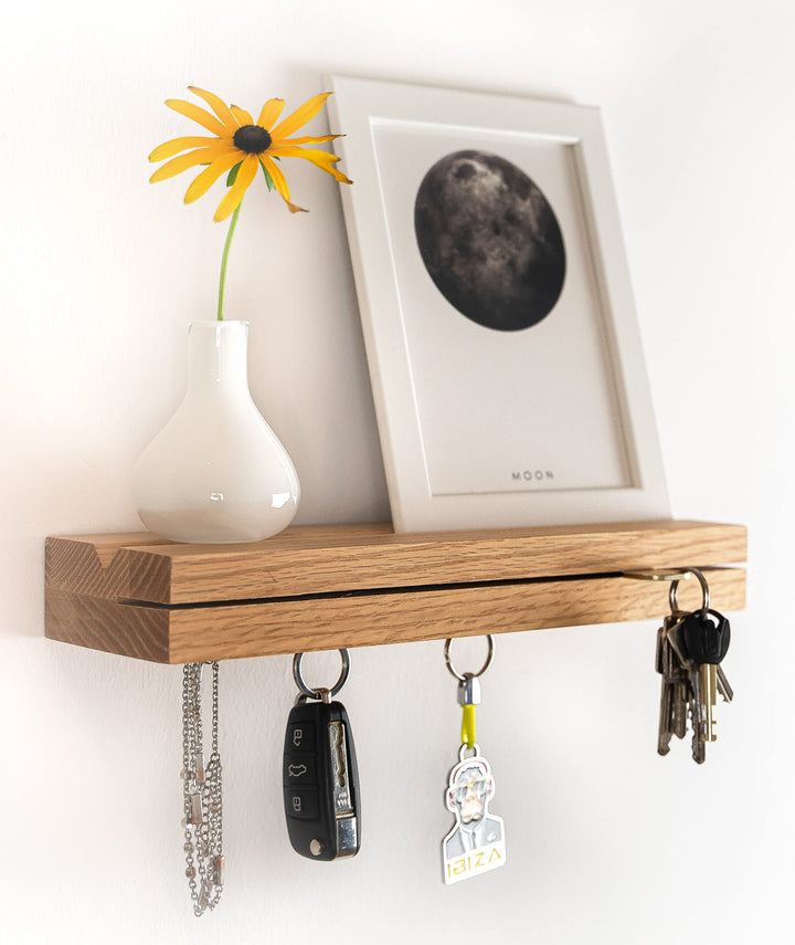 GK KRAUTLING | Schlüsselbrett MAGNETISCH aus Holz, modern | Eiche | Schlüssel Organizer | Schlüsselb