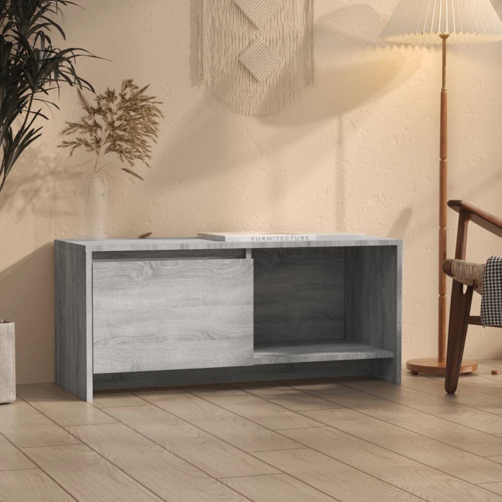 homiuse TV Board Grau Sonoma 90x35x40 cm Holzwerkstoff Fernsehschrank Fernsehtisch TV Lowboard TV Ko