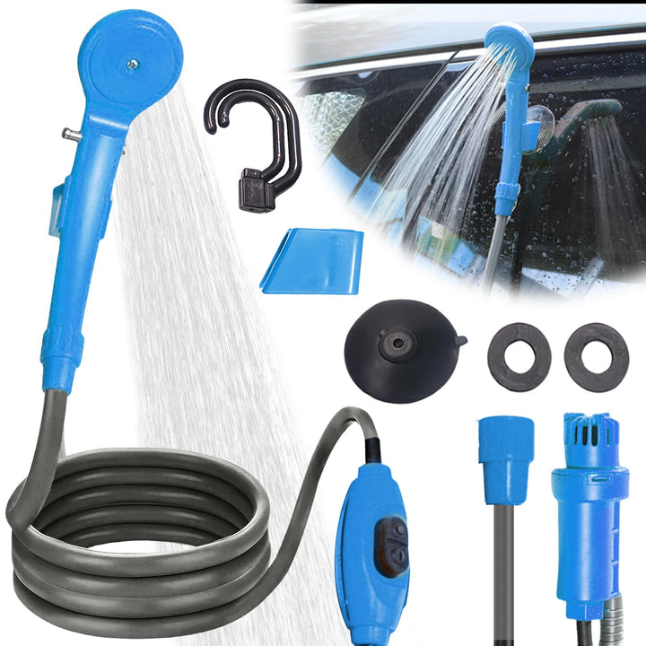 PORFOYO Tragbare Campingdusche,12V Campingdusche Mit Pumpe,Camping Dusche Outdoor Mit Handbrause Und