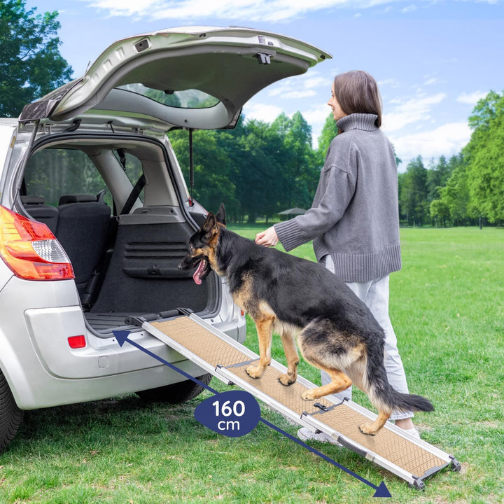 Hunderampe Auto Klappbar - Stabile und rutschfeste Hundeleiter Auto & SUV bis zu 90kg Belastbar - Te