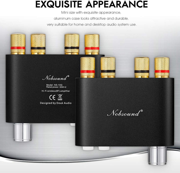 Nobsound NS-10G Mini Bluetooth 5.0 Digitaler Stereo Verstärker 100W HiFi Power Amp mit Netzteil (Sch