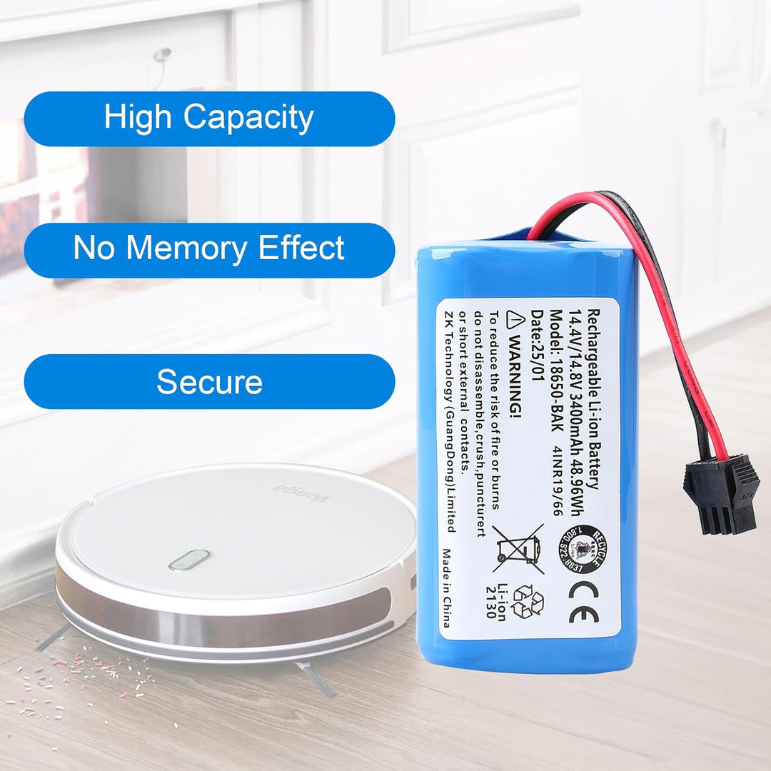3400 mAh, 14,4 V Akku Kompatibel mit Venga VG RVC 3000 3001, Eufy RoboVac 11 11C 11S MAX 30 30C Max