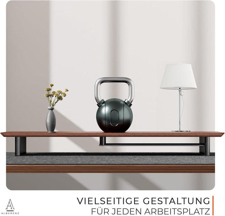 Monitorständer aus Walnussholz – Ergonomischer Bildschirm-Ständer für 1 Monitor bis 35 Zoll, mit int
