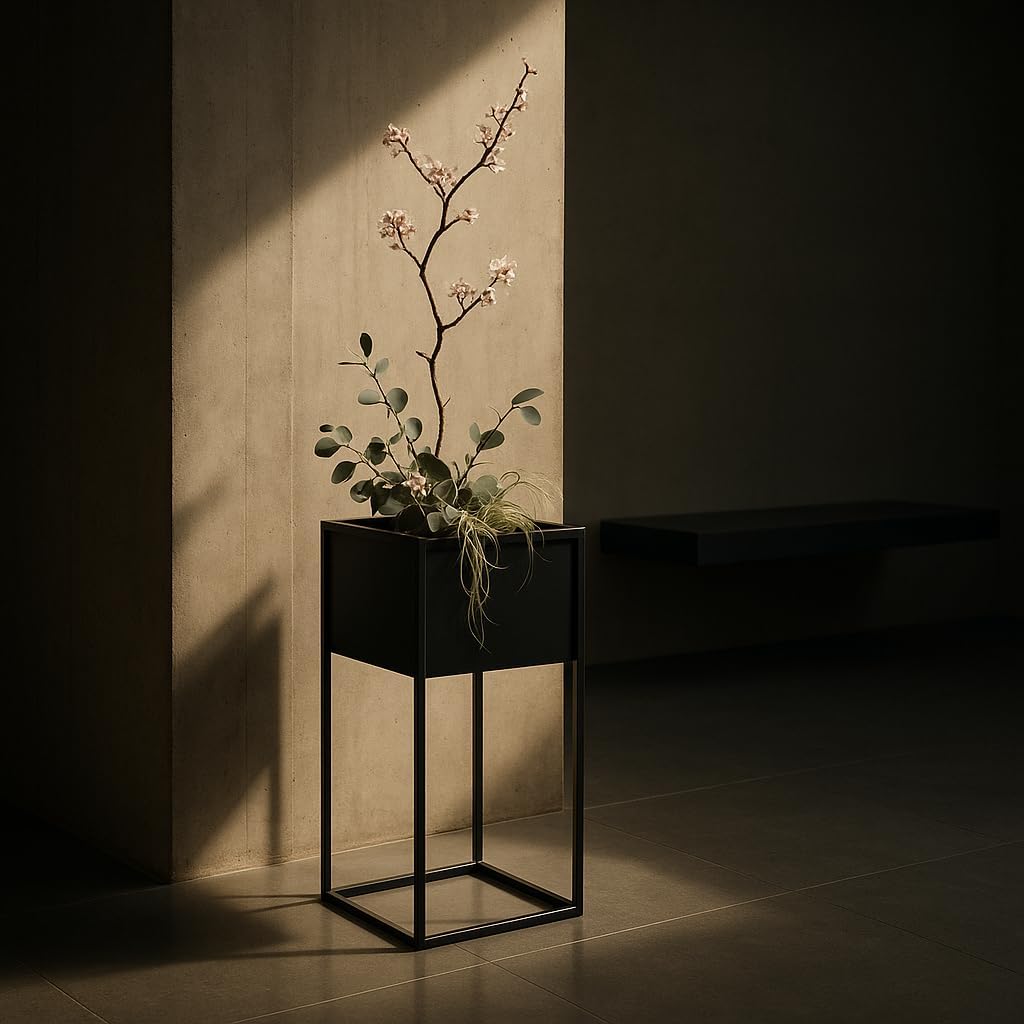 Pflanzenständer Petto - 40x30x60cm - Farbe Schwarz - für Zimmerblumen - Metallregal - Dekorativer Ti