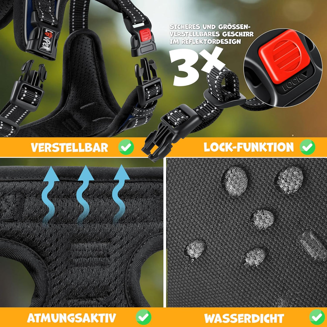 Lovpet® Hundegeschirr ohne Zug & würgen für grosse Hunde atmungsaktiv & weich Brustgeschirr reflekti