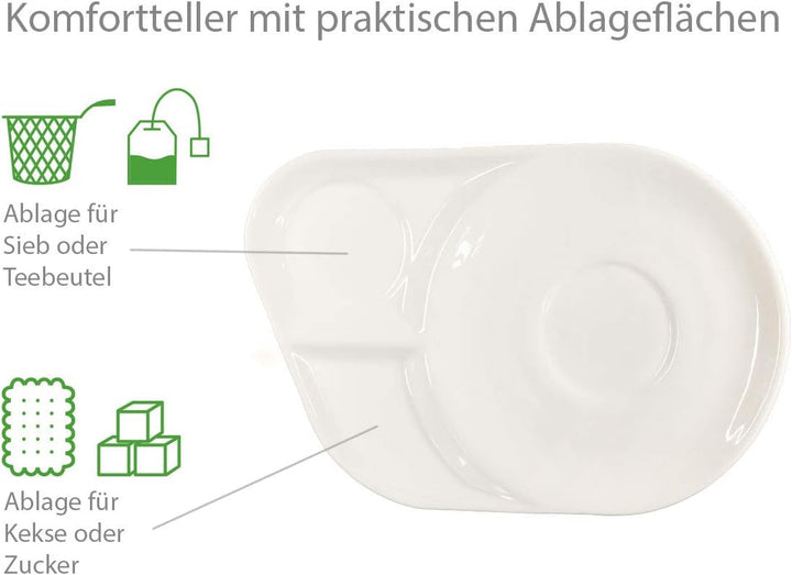 Buchensee Teetassen Set Lena aus Crystal Bone China Porzellan. 2 Tassen je 200ml + Untersetzer mit p