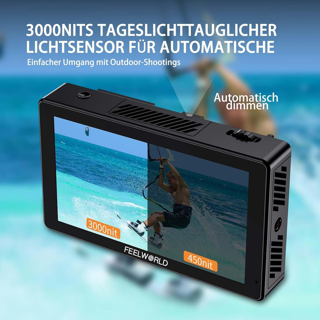 FEELWORLD LUT5 Kamera DSLR Field Monitor 5.5 Zoll 3000nit Ultra High Bright Touchscreen Monitor 3DLU