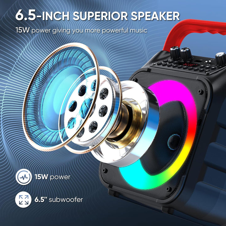 Wowstar Tragbare Karaoke Maschine mit 2 kabellose Mikrofone, Bluetooth Lautsprecher Box für Erwachse