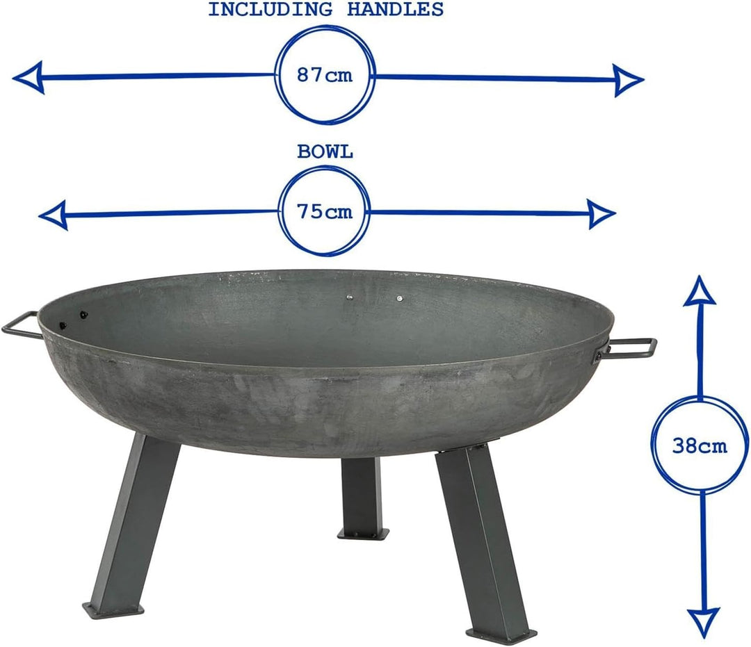 Feuerschale für den Garten - Gusseisen - mit Griffen - 870 mm Durchmesser