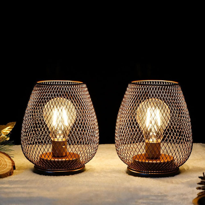 TRIROCKS Set Von 2 Outdoor Vintage Dekorative Batteriebetriebene Tischlampe Metallkäfig Kabellose La