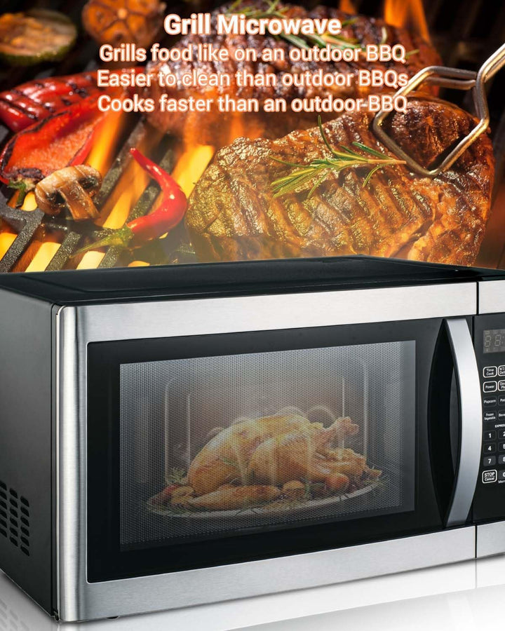 SMETA Mikrowelle Gross 42 liter, Mikrowelle mit Grill, 1100W Mikrowelle & 1400W Grill, 11 Leistungss