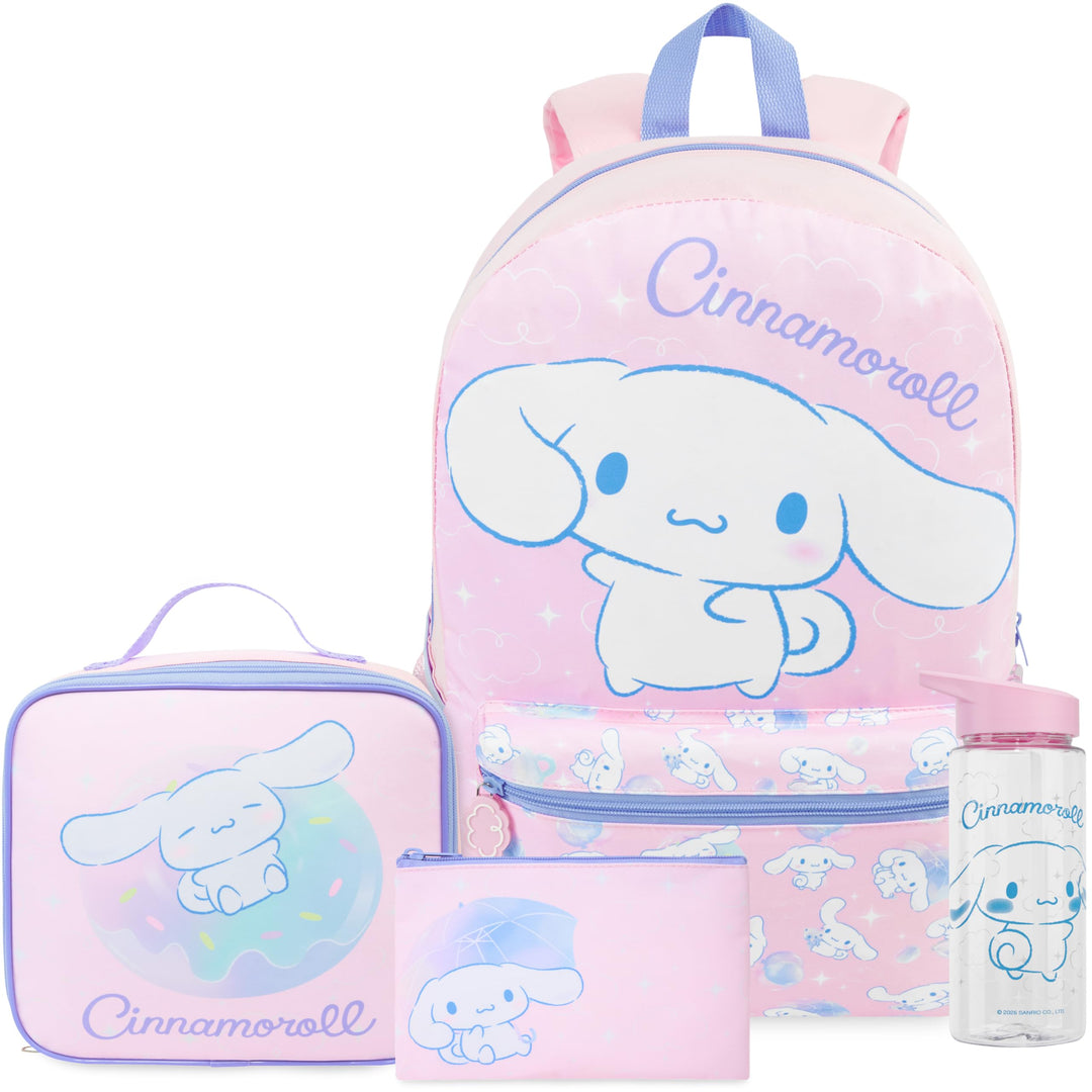 Get Trend Hello Kitty Cinnamoroll Rucksack Kinder 4 TLG. Kinderrucksack, Trinkflasche 500ml, Federmä