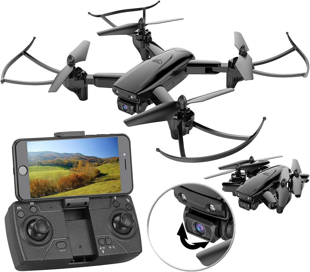 Simulus Drohne Kamera: Faltbarer WiFi-FPV-Quadrocopter mit HD Kamera, Optical Flow, App (Mini Quadro