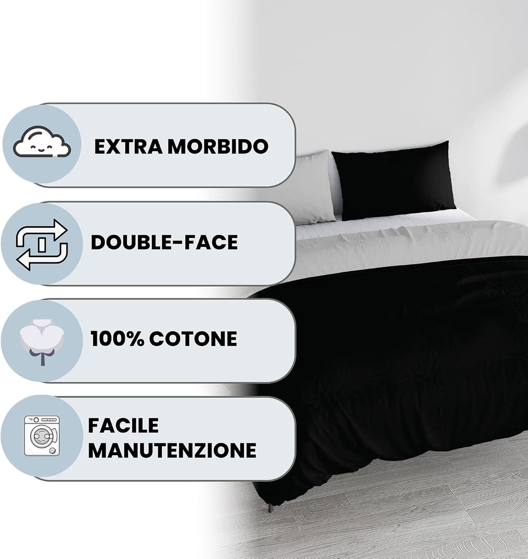 Italian Bed Linen Bettwäscheset für Doppelbetten, 250 x 200 cm 250 x 200 cm schwarz/grau Schwarz / G