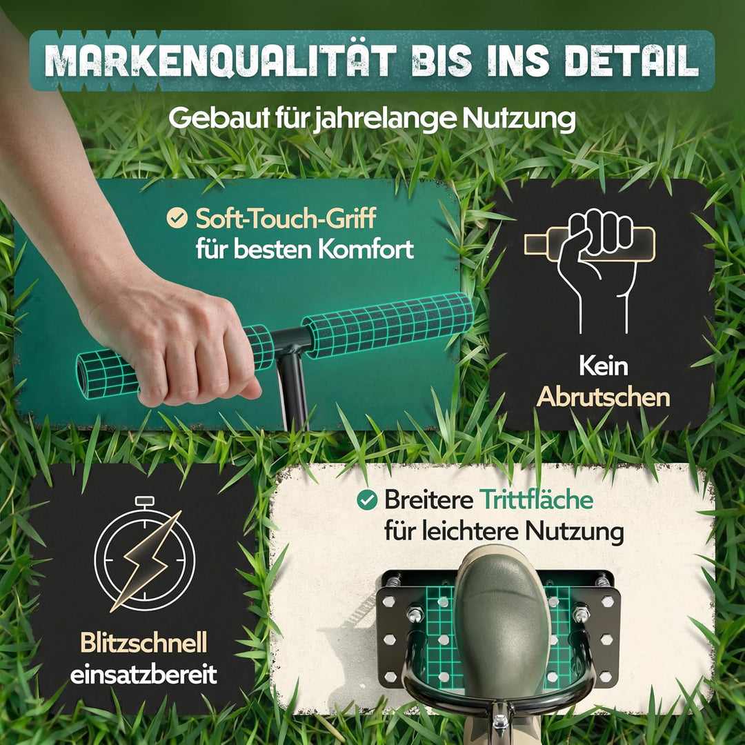 Rasenlüfter Pro | Innovative Aerifiziergabel | Rasenbelüfter Vertikutierer und Aerifizierer für Rase