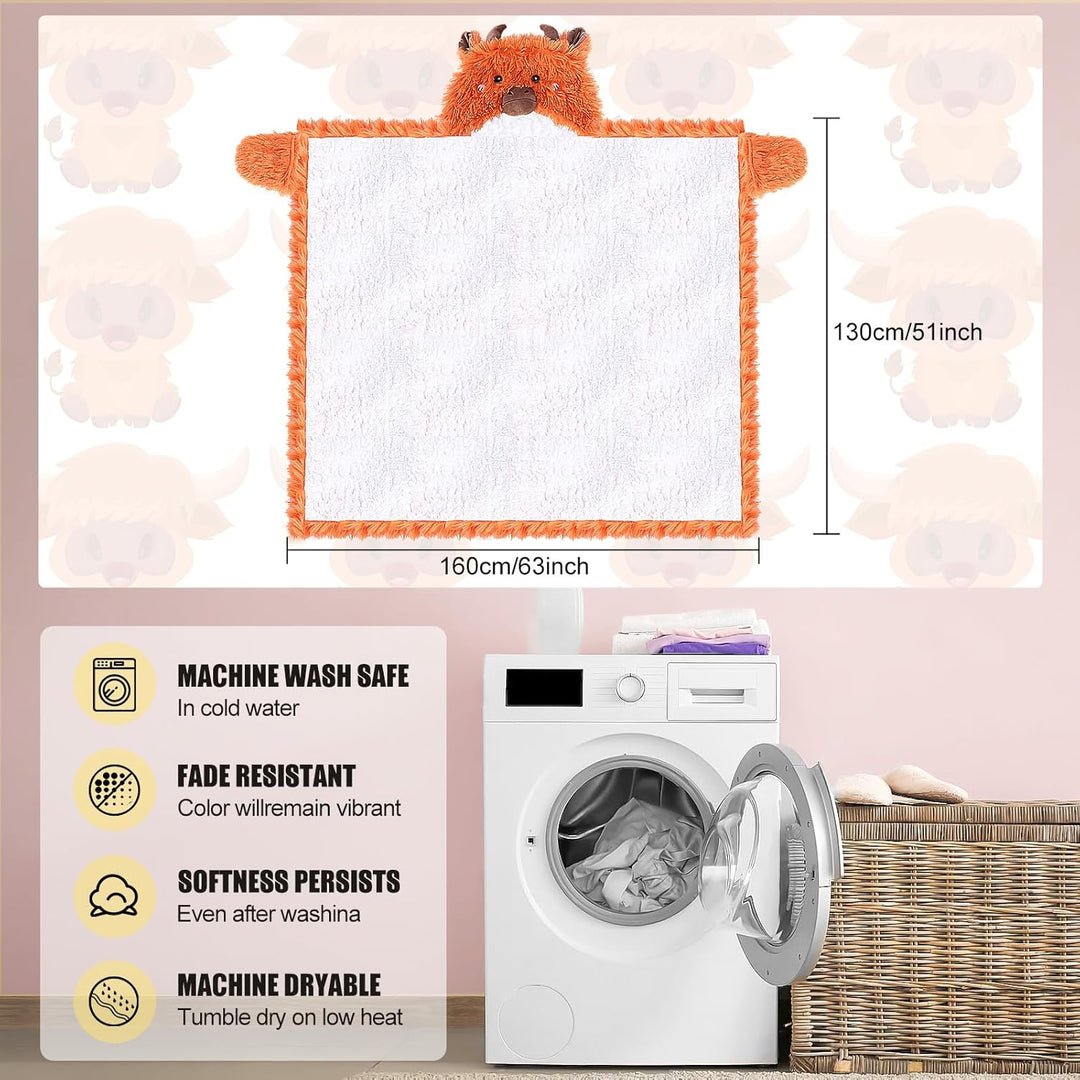 Kuscheldecke mit Ärmeln, Highland Cow Tragbare Decke Flauschig Kuscheldecke Geschenk für Frauen Brau