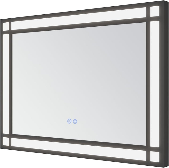 AQUABATOS Badspiegel mit Beleuchtung Schwarzer Rahmen Fensteroptik 50x70cm, Badezimmerspiegel Beleuc