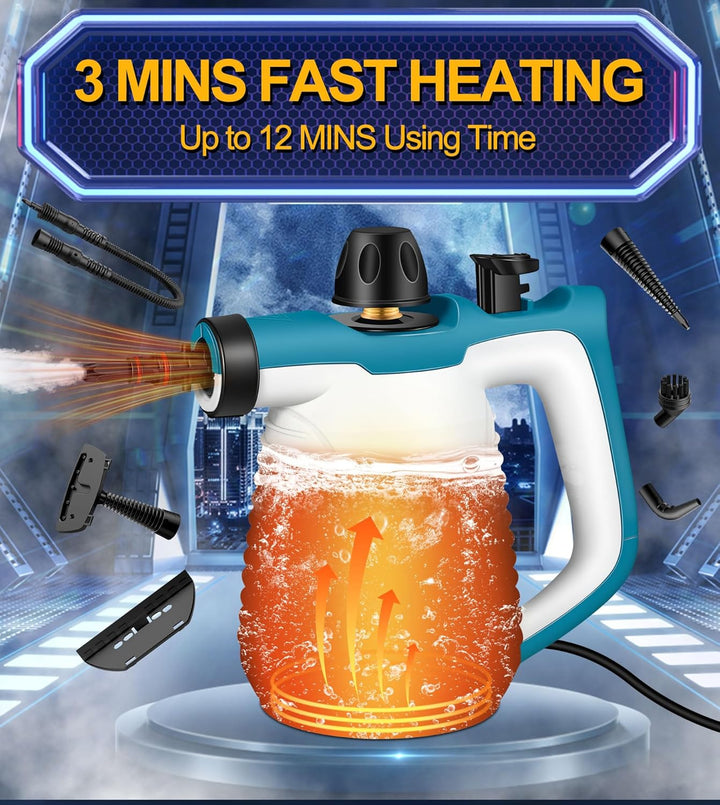KingSom Dampfreiniger, dampfreiniger handgerät mit 10 Zubehörteilen, Steam Cleaner Handheld, Handdam