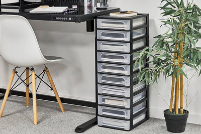 Iris Ohyama, Schubladenschrank, Schubladencontainer, 10 Schubladen mit 4 L, Format A4, durchsichtige
