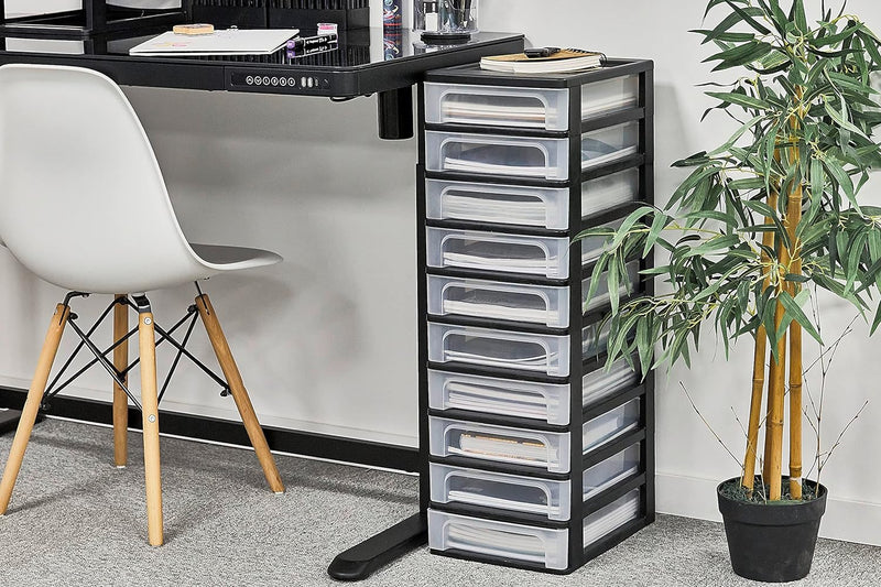 Iris Ohyama, Schubladenschrank, Schubladencontainer, 10 Schubladen mit 4 L, Format A4, durchsichtige