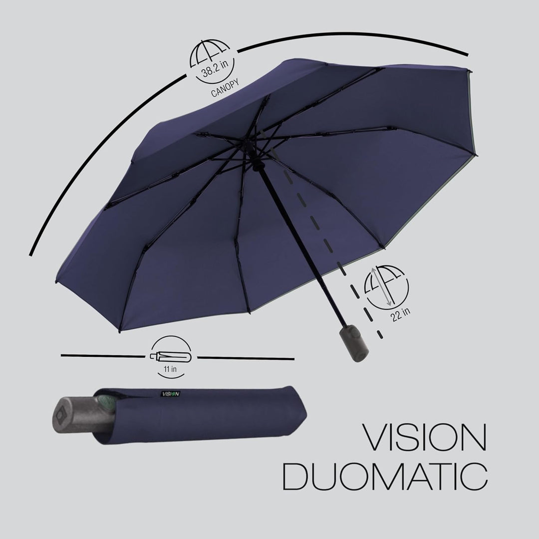 Knirps nachhaltiger Damen Taschenschirm Vision Duomatic - water 97 cm Water, 97 cm Water